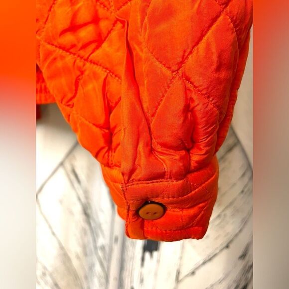 Vintage Diane Gilman Silk Puffer Quilted Zipper Jacket Orange L - Picture 4 of 9